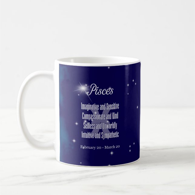 Pisces Zodiac Sign Horoscope Constellation Coffee Mug (Left)