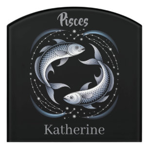 Pisces Zodiac Sign Illustration with Custom Name