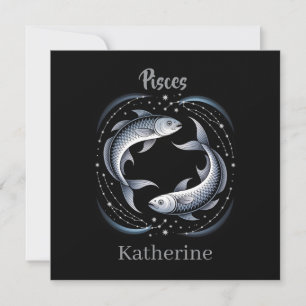 Pisces Zodiac Sign Illustration with Custom Name