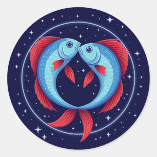 Pisces Zodiac Sign in a Cosmic Artistic Style Classic Round Sticker