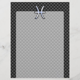 Pisces Zodiac Sign in Carbon Fiber Style