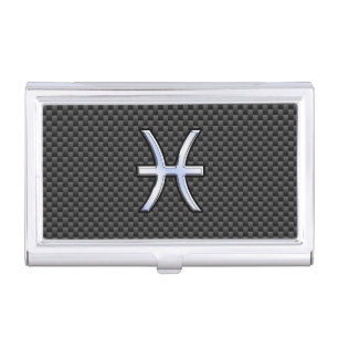 Pisces Zodiac Sign in Carbon Fiber Style Case For Business Cards