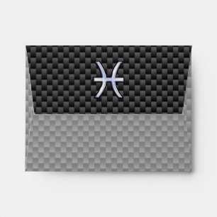 Pisces Zodiac Sign in Carbon Fiber Style Envelope