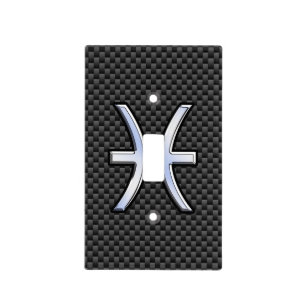 Pisces Zodiac Sign in Carbon Fiber Style Light Switch Cover