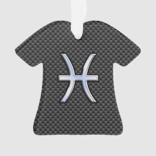 Pisces Zodiac Sign in Carbon Fiber Style Ornament