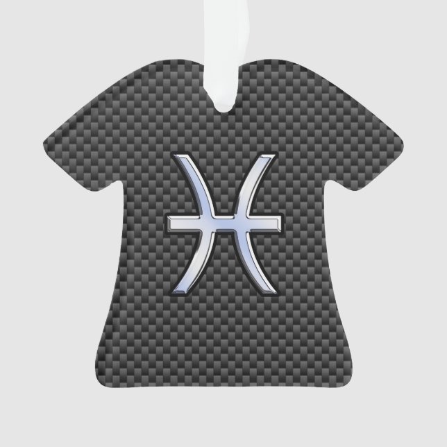 Pisces Zodiac Sign in Carbon Fiber Style Ornament (Front)