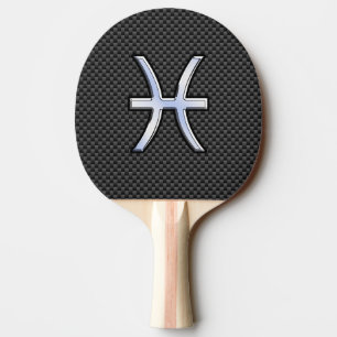 Pisces Zodiac Sign in Carbon Fiber Style Ping-Pong Paddle