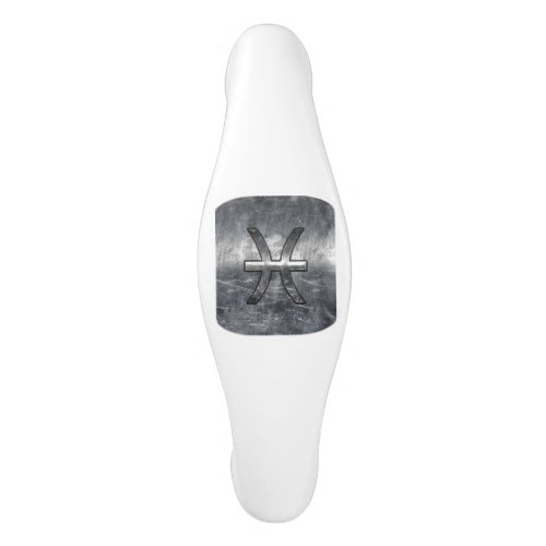 Pisces Zodiac Sign in Grunge Silver Steel Style Ceramic Cabinet Pull