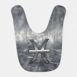 Pisces Zodiac Sign in grunge steel style Bib