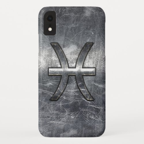 Pisces Zodiac Sign in grunge steel style iPhone XR Case