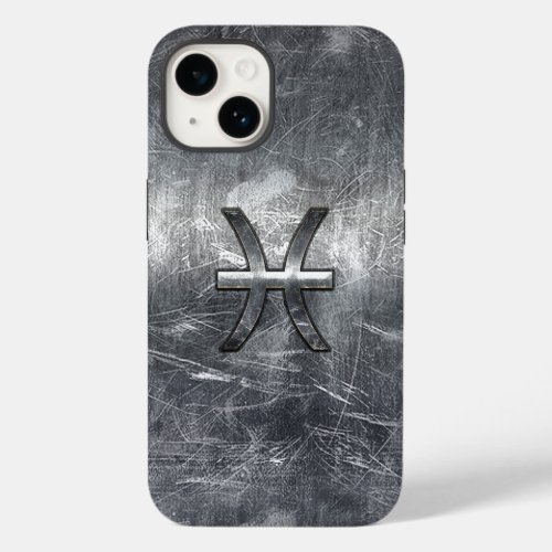 Pisces Zodiac Sign in grunge steel style Case_Mate iPhone 14 Case