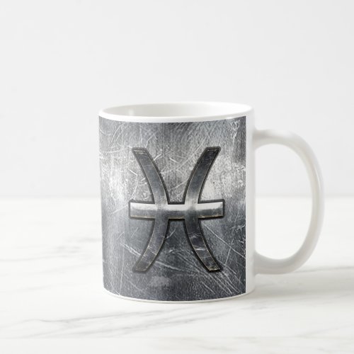 Pisces Zodiac Sign in grunge steel style decor Coffee Mug