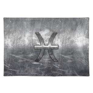 Pisces Zodiac Sign in grunge steel style decor Placemat