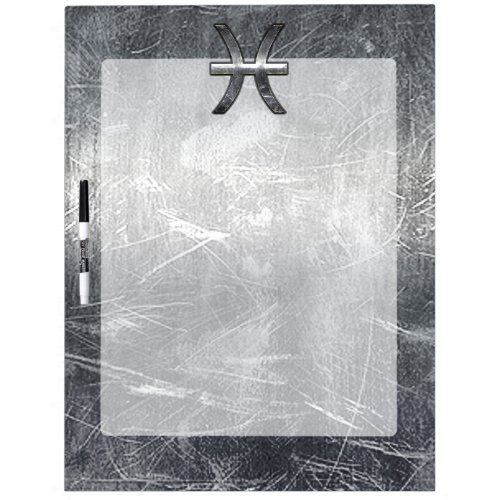 Pisces Zodiac Sign in grunge steel style Dry_Erase Board