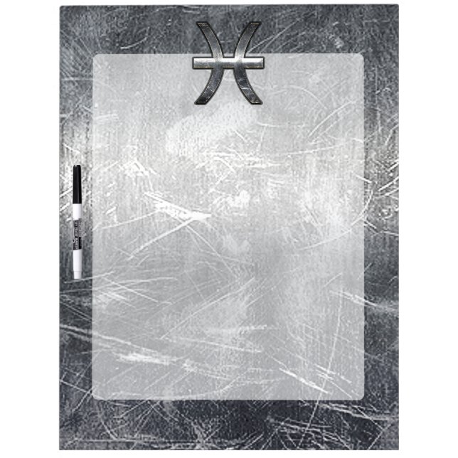 Pisces Zodiac Sign in grunge steel style Dry-Erase Board (Front)