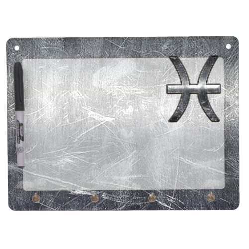Pisces Zodiac Sign in grunge steel style Dry Erase Board With Keychain Holder