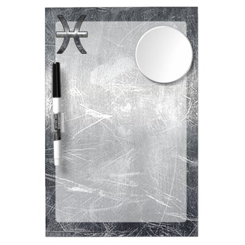 Pisces Zodiac Sign in grunge steel style Dry Erase Board With Mirror