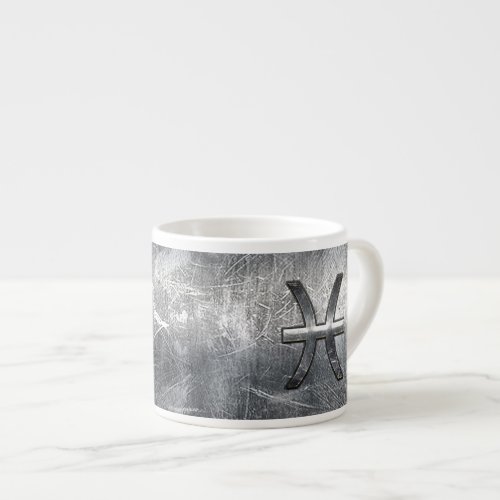 Pisces Zodiac Sign in grunge steel style Espresso Cup