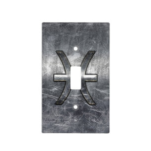 Pisces Zodiac Sign in grunge steel style Light Switch Cover