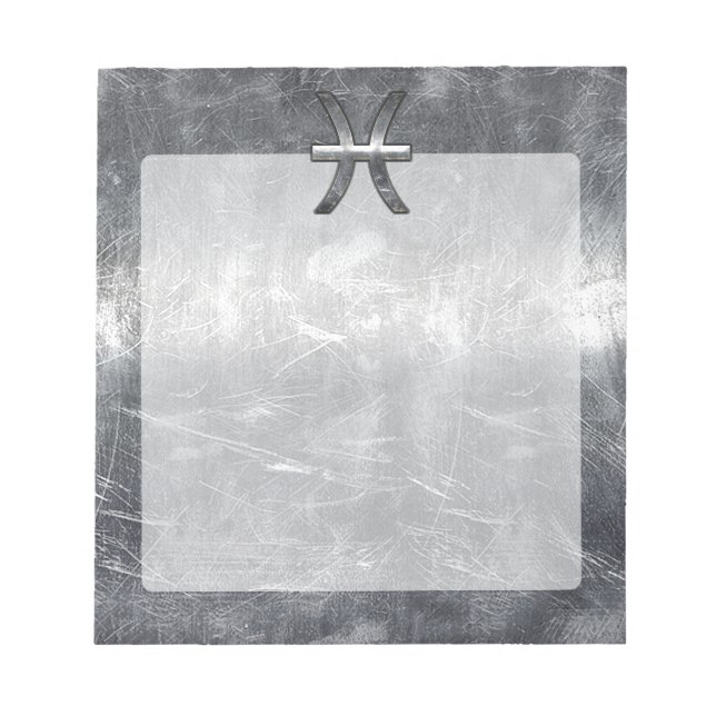 Pisces Zodiac Sign in grunge steel style Notepad (Front)