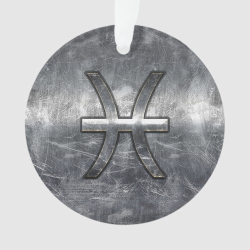 Pisces Zodiac Sign in grunge steel style Ornament
