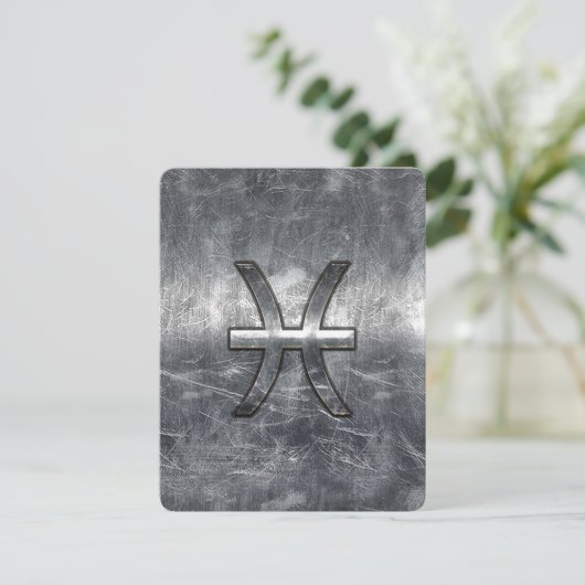 Pisces Zodiac Sign in grunge steel style print (Standing Front)