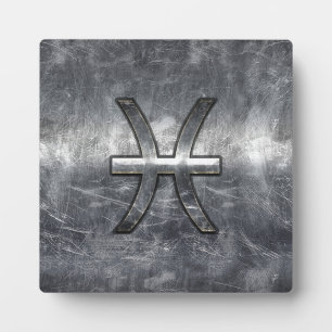 Pisces Zodiac Sign in grunge steel style print Plaque