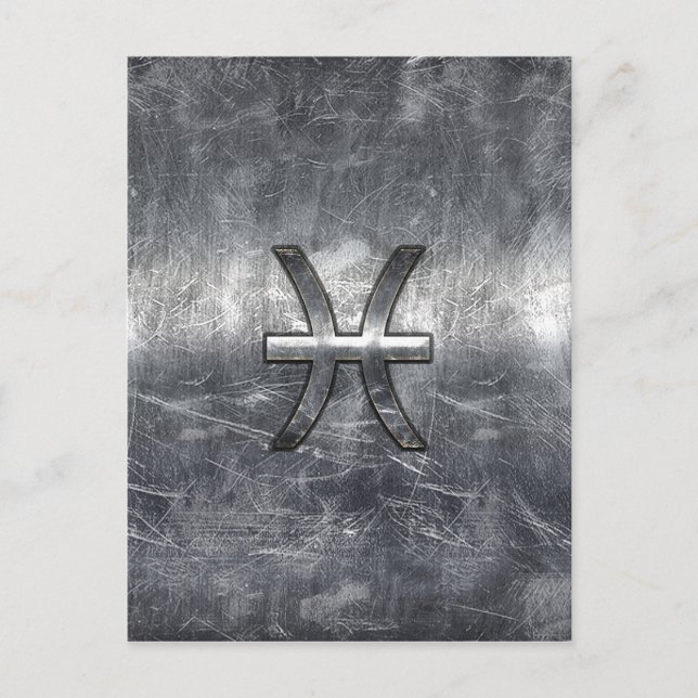 Pisces Zodiac Sign in grunge steel style print Postcard (Front)