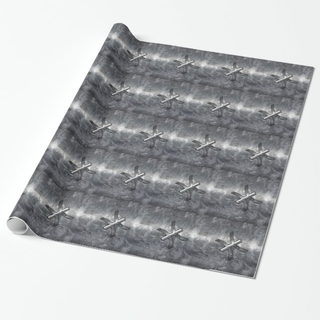 Pisces Zodiac Sign in grunge steel style Wrapping Paper (Unrolled)
