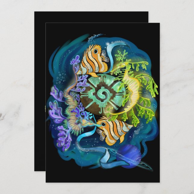 Pisces Zodiac Sign Invitation (Front/Back)