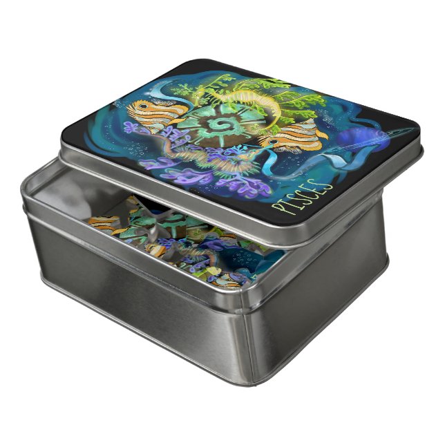 Pisces Zodiac Sign Jigsaw Puzzle (Lid Open)