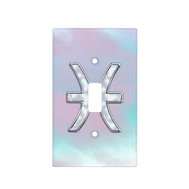 Pisces Zodiac Sign Mother of Pearl style Light Switch Cover (Front)