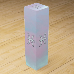Pisces Zodiac Sign Mother of Pearl style Wine Gift Box
