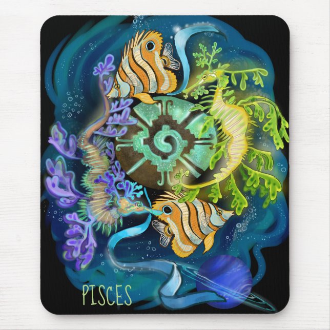 Pisces Zodiac Sign Mouse Pad (Front)