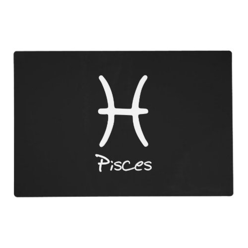 Pisces Zodiac Sign on Black Background Placemat