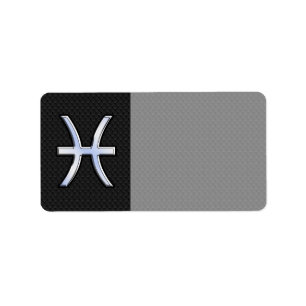 Pisces Zodiac Sign on Black Snake Skin Decor Label
