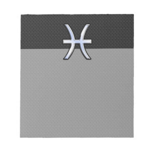 Pisces Zodiac Sign on Black Snake Skin Decor Notepad