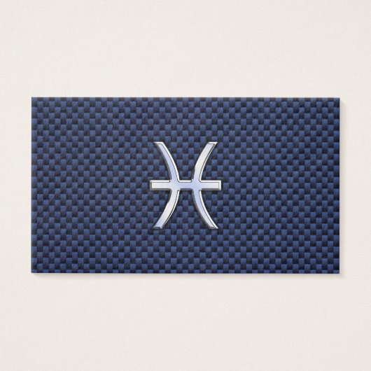 Pisces Zodiac Sign on Blue Carbon Fiber Print (Front)