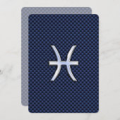 Pisces Zodiac Sign on Blue Carbon Fiber Print (Front/Back)