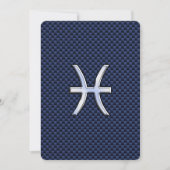 Pisces Zodiac Sign on Blue Carbon Fiber Print (Front)