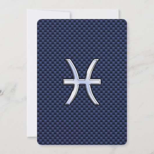 Pisces Zodiac Sign on Blue Carbon Fiber Print (Front)