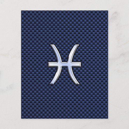 Pisces Zodiac Sign on Blue Carbon Fiber Print Flyer