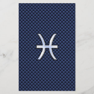 Pisces Zodiac Sign on Blue Carbon Fiber Print Flyer