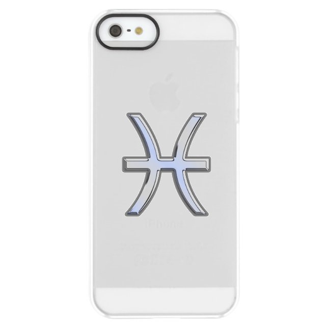 Pisces Zodiac Sign on Blue Carbon Fiber Print Uncommon iPhone Case (Back)
