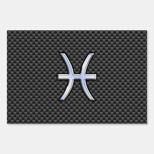 Pisces Zodiac Sign on Carbon Fiber Print (Front)