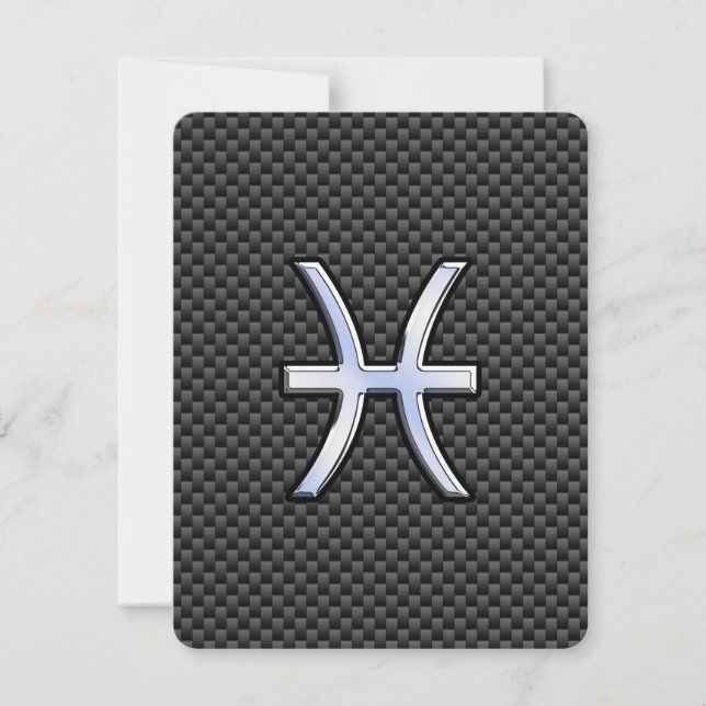 Pisces Zodiac Sign on Carbon Fiber Print (Front)