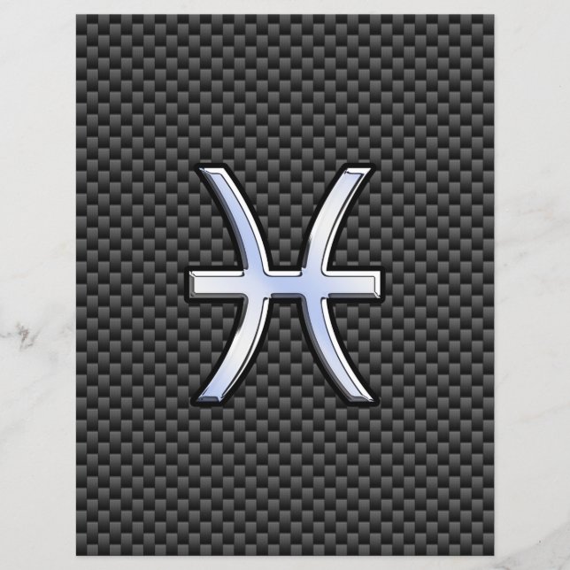 Pisces Zodiac Sign on Carbon Fiber Print Flyer (Front)
