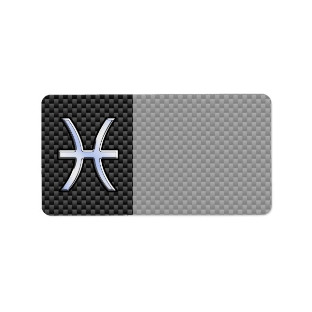 Pisces Zodiac Sign on Carbon Fiber Print Label (Front)