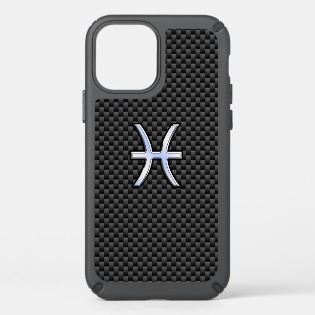Pisces Zodiac Sign on Carbon Fiber Speck iPhone 12 Case (Front)