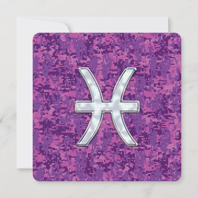 Pisces Zodiac Sign on Fuchsia Digital Camo (Front)